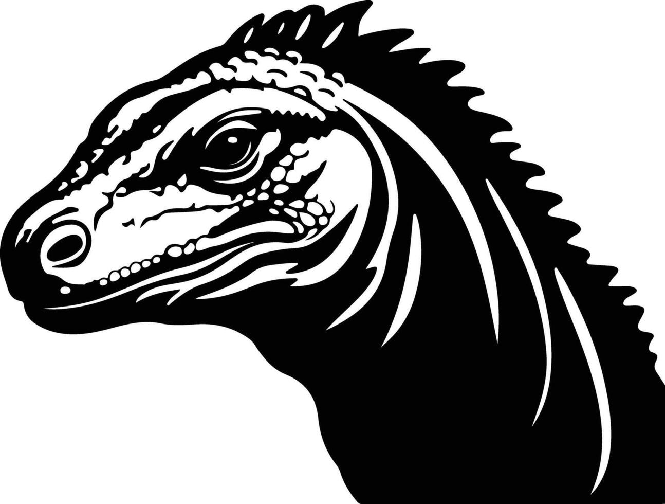 cuddly Black silhouette of Komodo dragon head vector