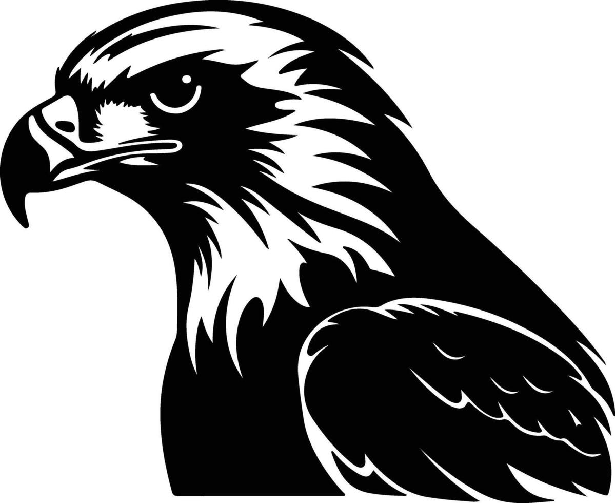 cuddly Black silhouette of red-tailed hawk head vector