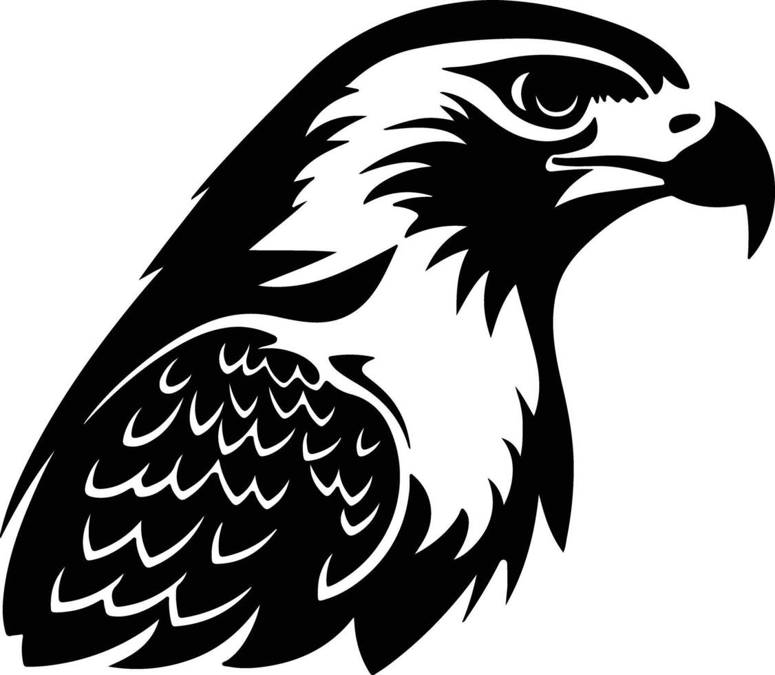 Black silhouette of red-tailed hawk head vector