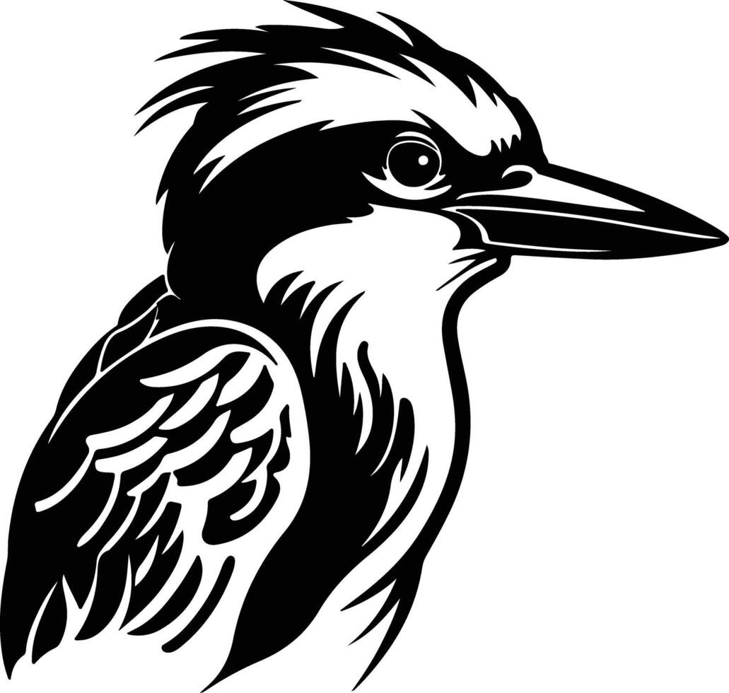 charming Black silhouette of kookaburra head vector