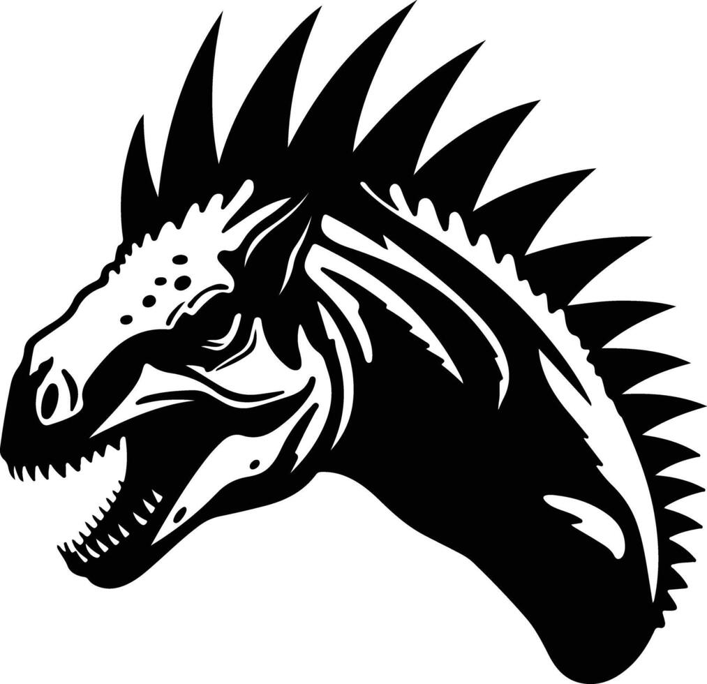 Black silhouette of Kentrosaurus head vector