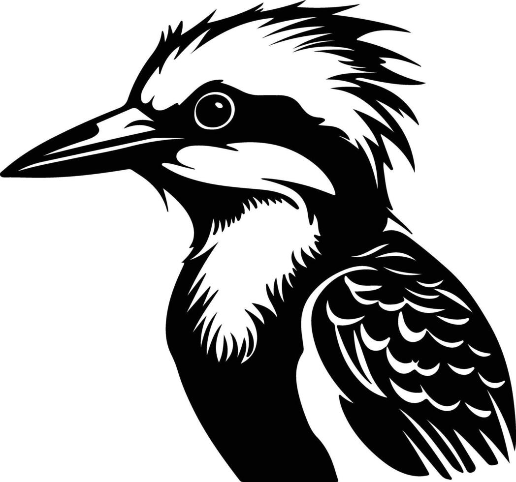 precious Black silhouette of kookaburra head vector