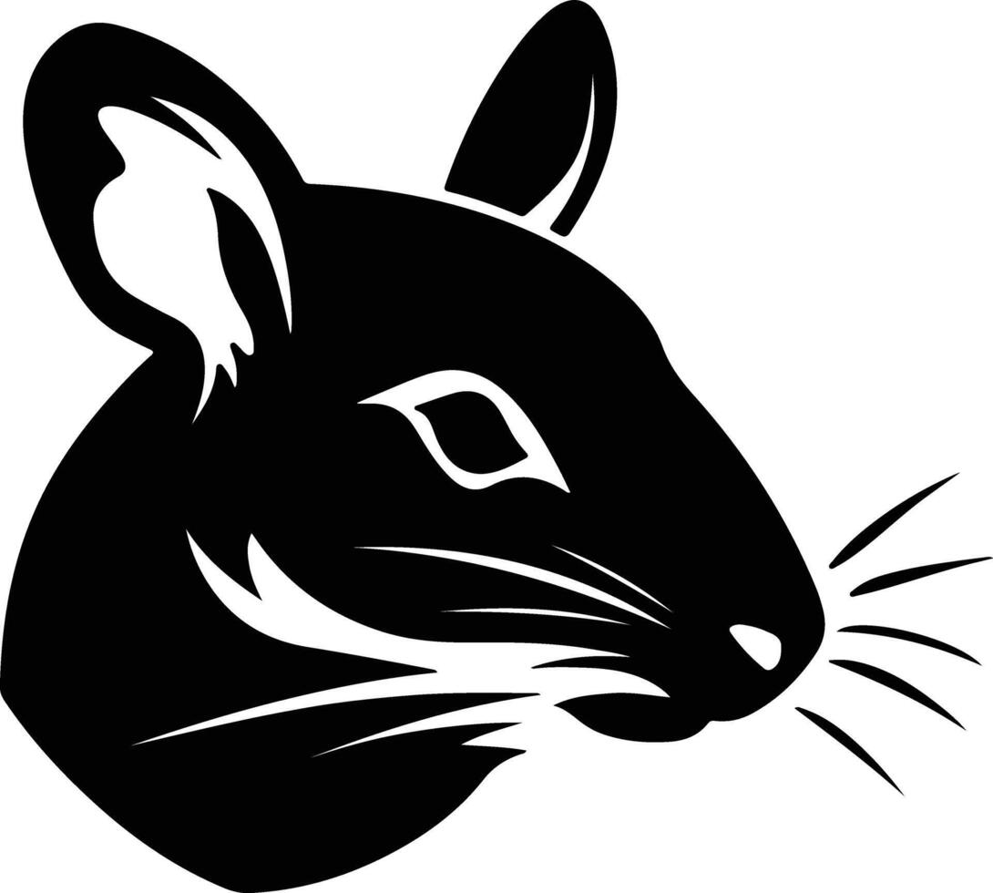 cuddly Black silhouette of kangaroo rat head vector