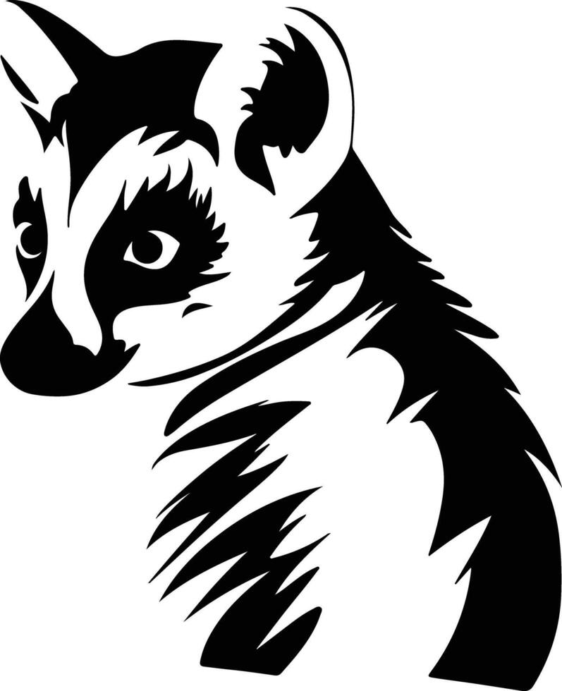 charming Black silhouette of ring-tailed lemur head vector