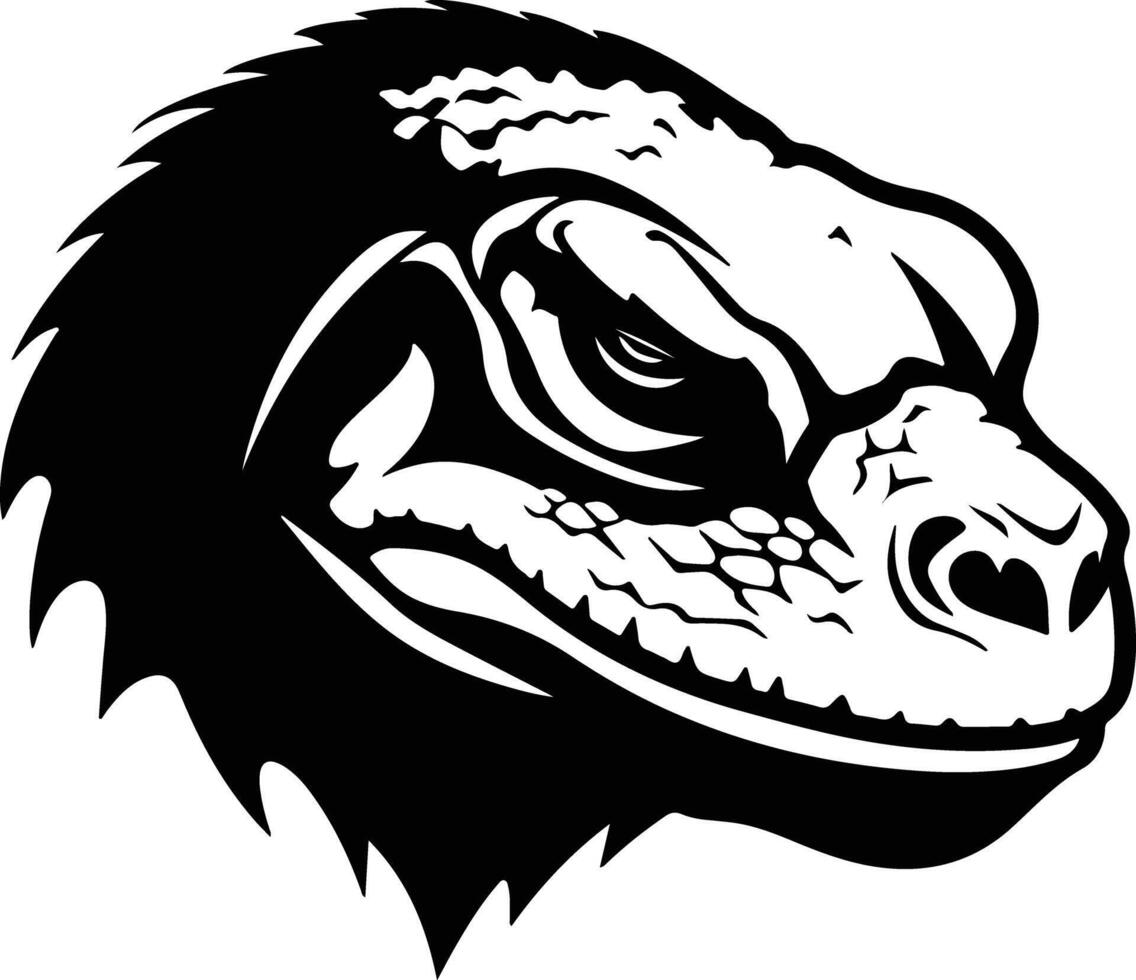 heavenly Black silhouette of Komodo dragon head vector