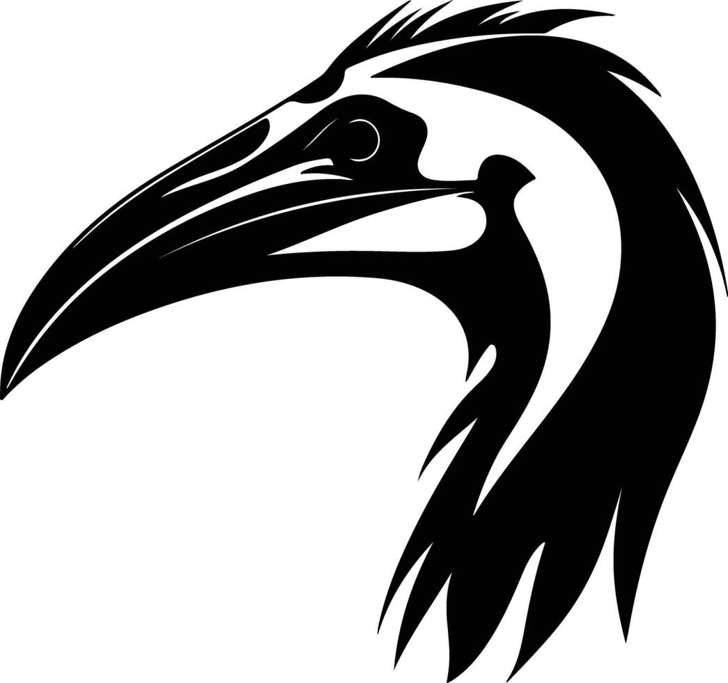 captivating Black silhouette of Ichthyornis head vector