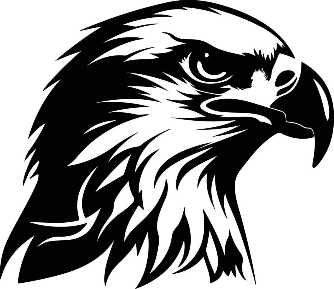 charming Black silhouette of red-tailed hawk head vector