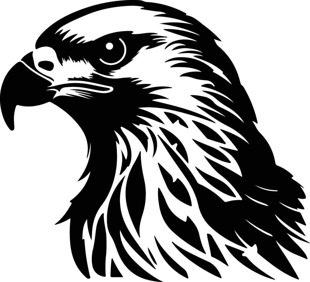 angelic Black silhouette of red-tailed hawk head vector