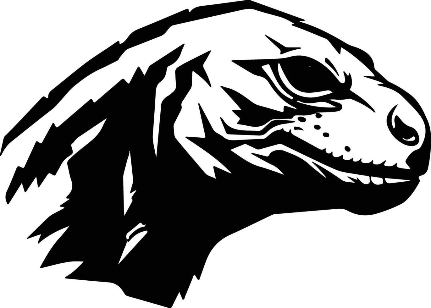 graceful Black silhouette of Komodo dragon head vector