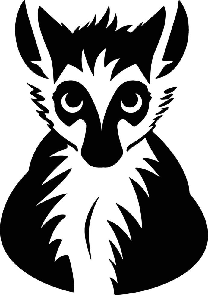 cuddly Black silhouette of ring-tailed lemur head vector