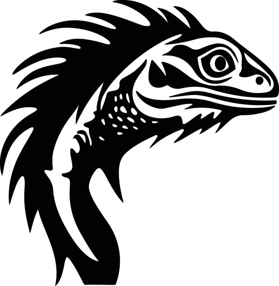 Black silhouette of lizard head vector