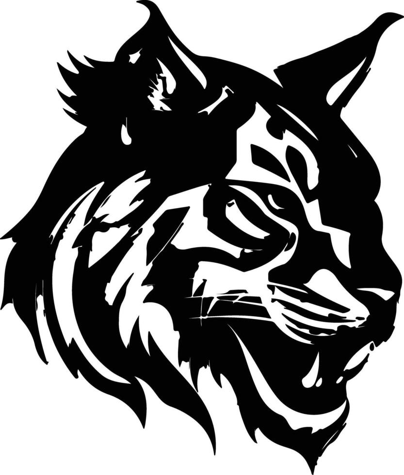 adorable Black silhouette of lynx head vector