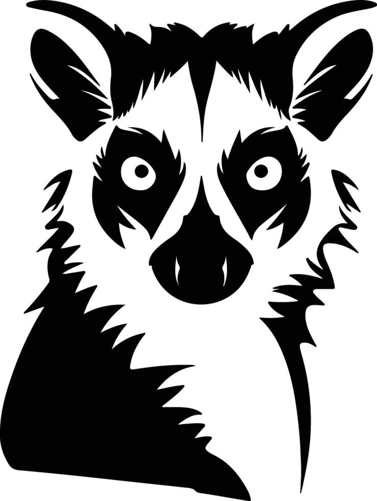 Black silhouette of ring-tailed lemur head vector