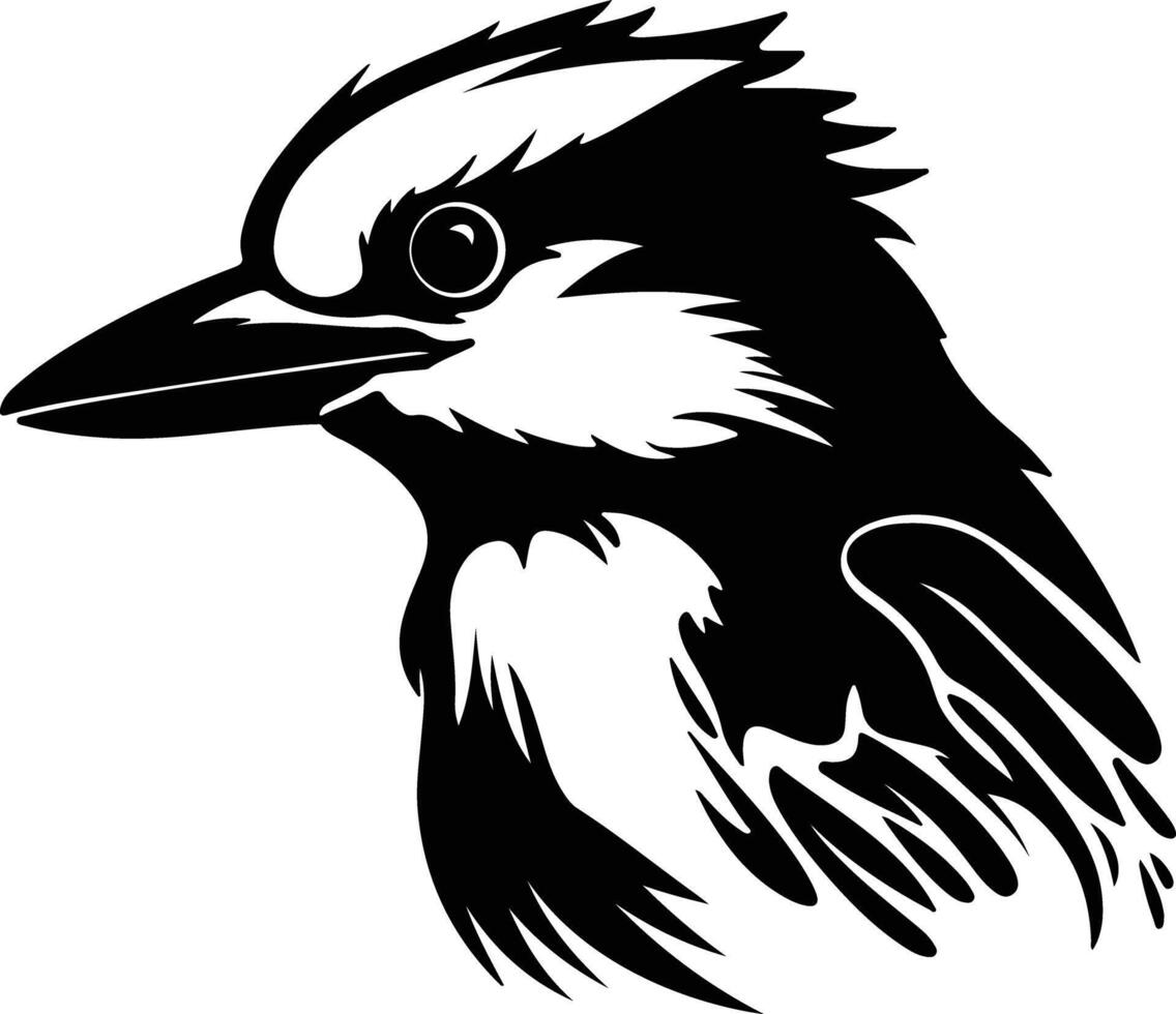 lovely Black silhouette of kookaburra head vector