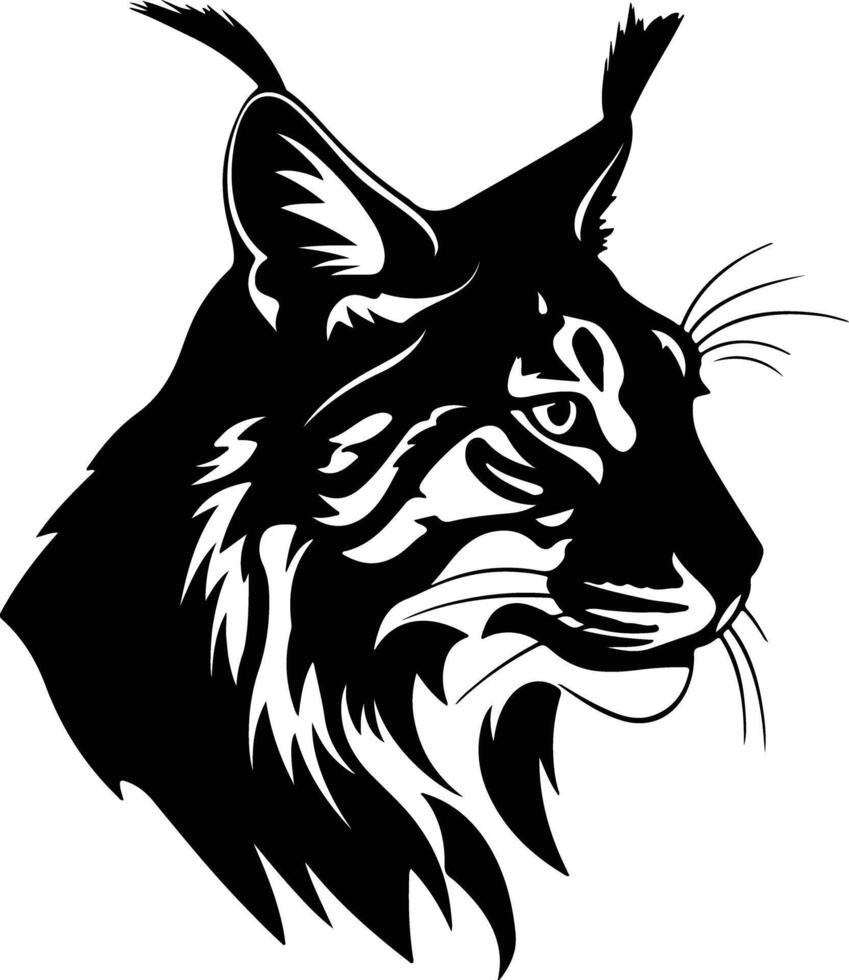 endearing Black silhouette of lynx head vector