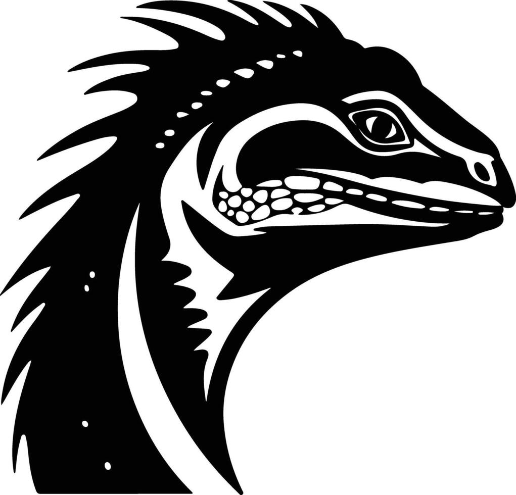captivating Black silhouette of lizard head vector