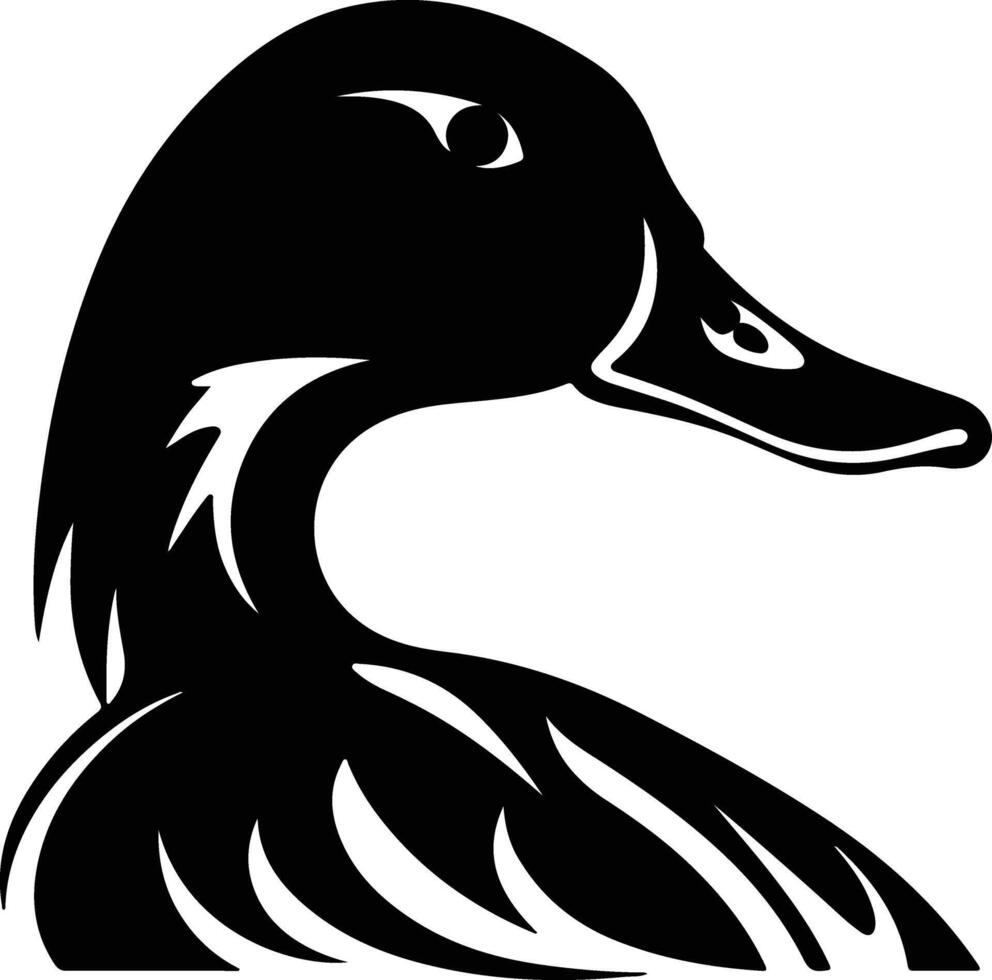 sweet Black silhouette of mallard duck head vector