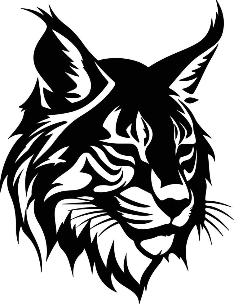 sweet Black silhouette of lynx head vector