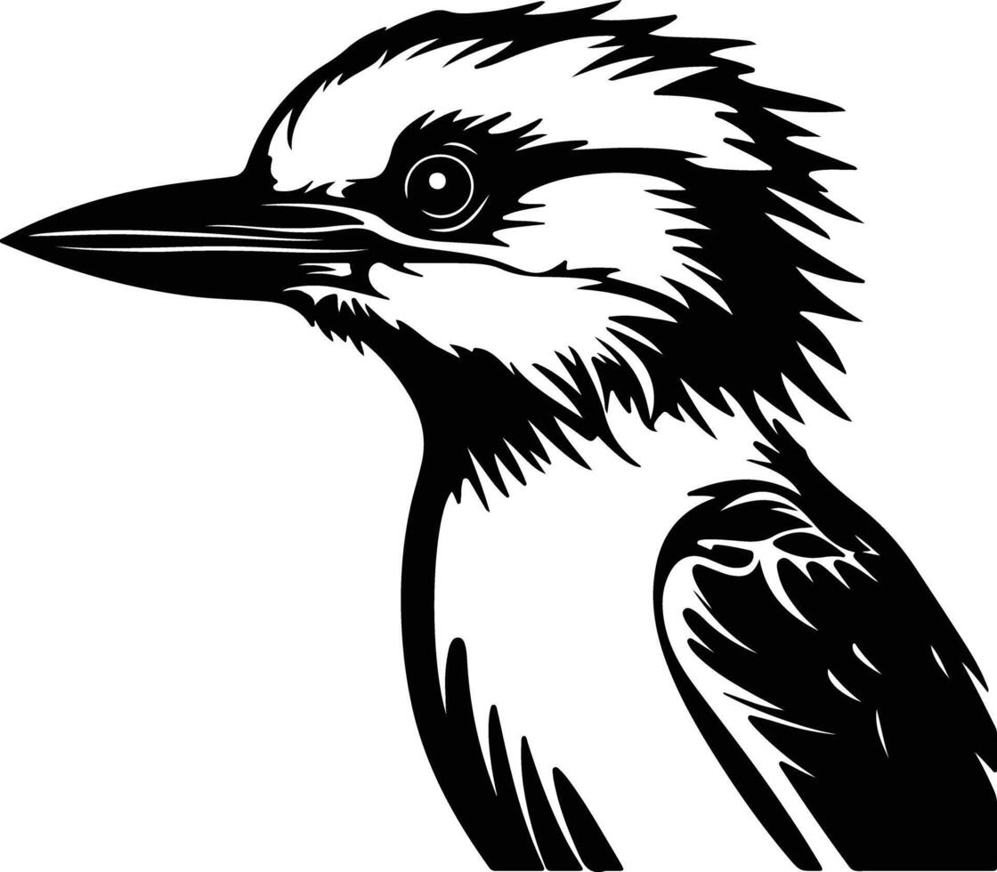 radiant Black silhouette of kookaburra head vector