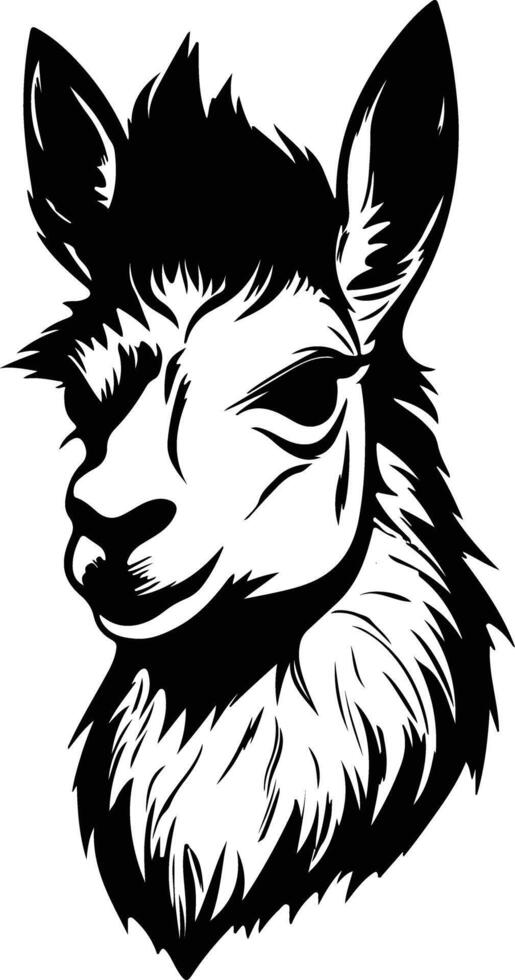 lovely Black silhouette of llama head vector