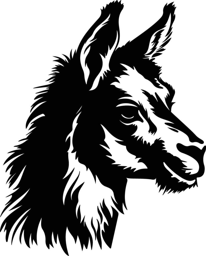captivating Black silhouette of llama head vector