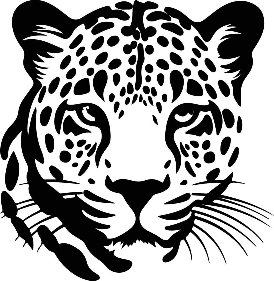 sweet Black silhouette of leopard head vector
