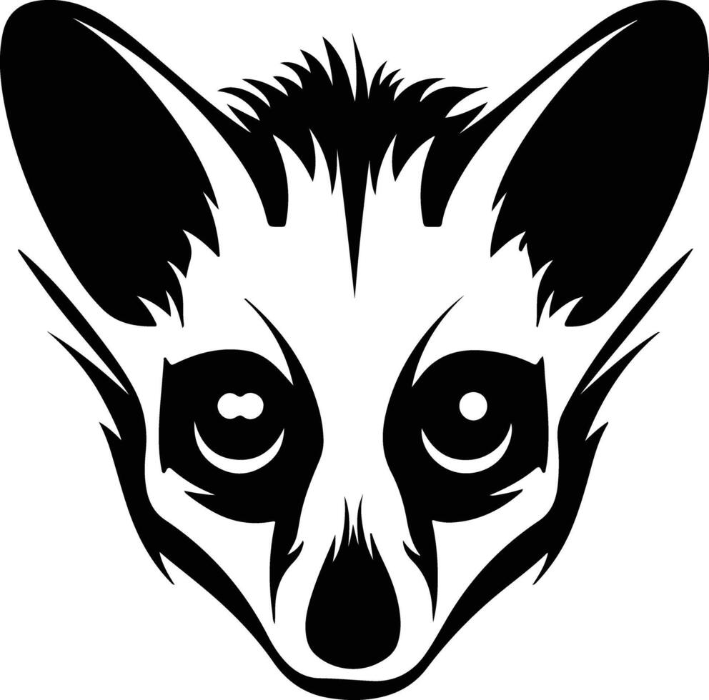 captivating Black silhouette of loris head vector
