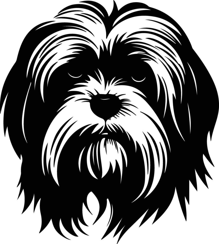 charming Black silhouette of Lhasa apso head vector