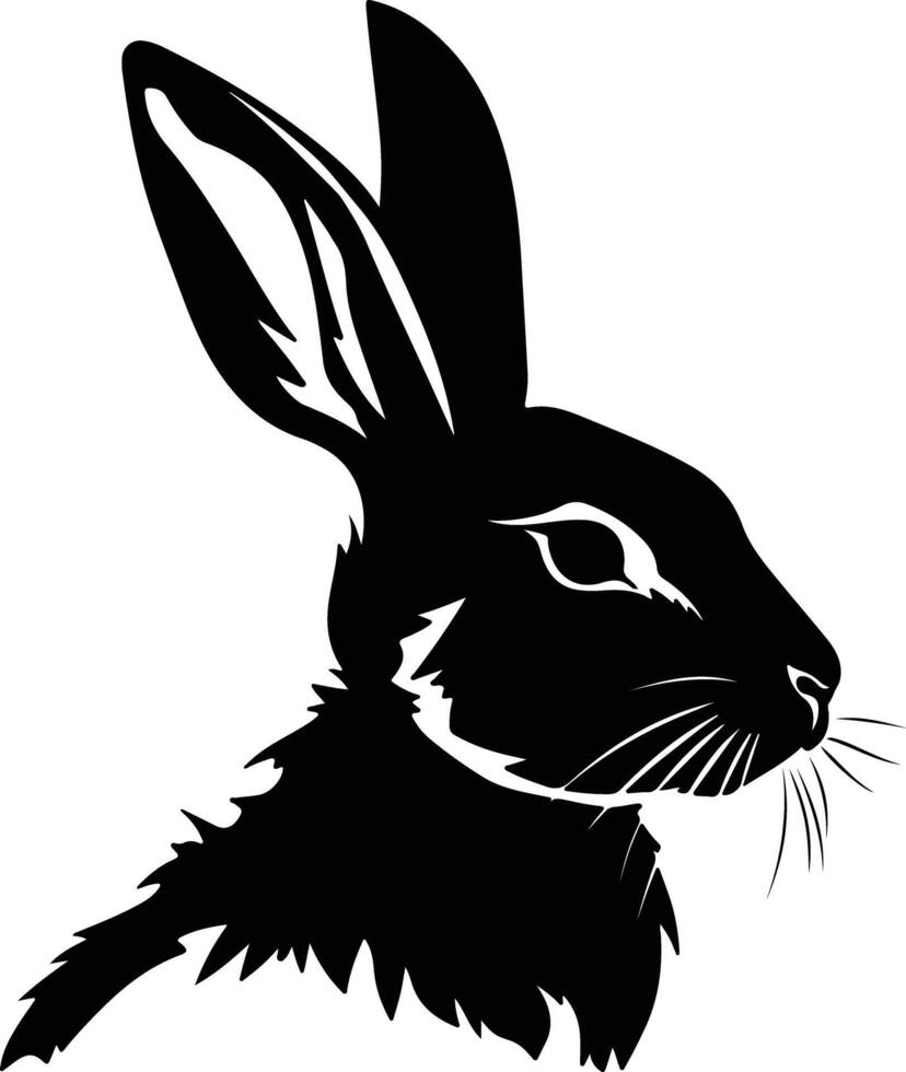 cuddly Black silhouette of lagomorph head vector