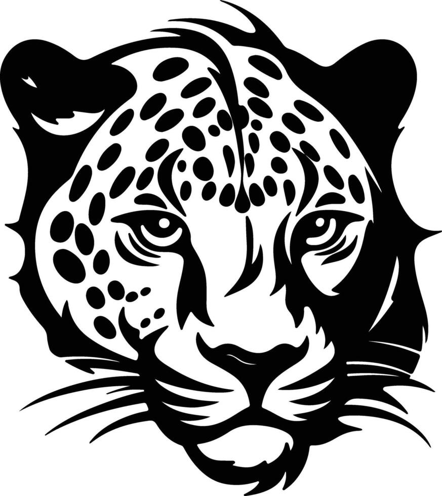 endearing Black silhouette of leopard head vector