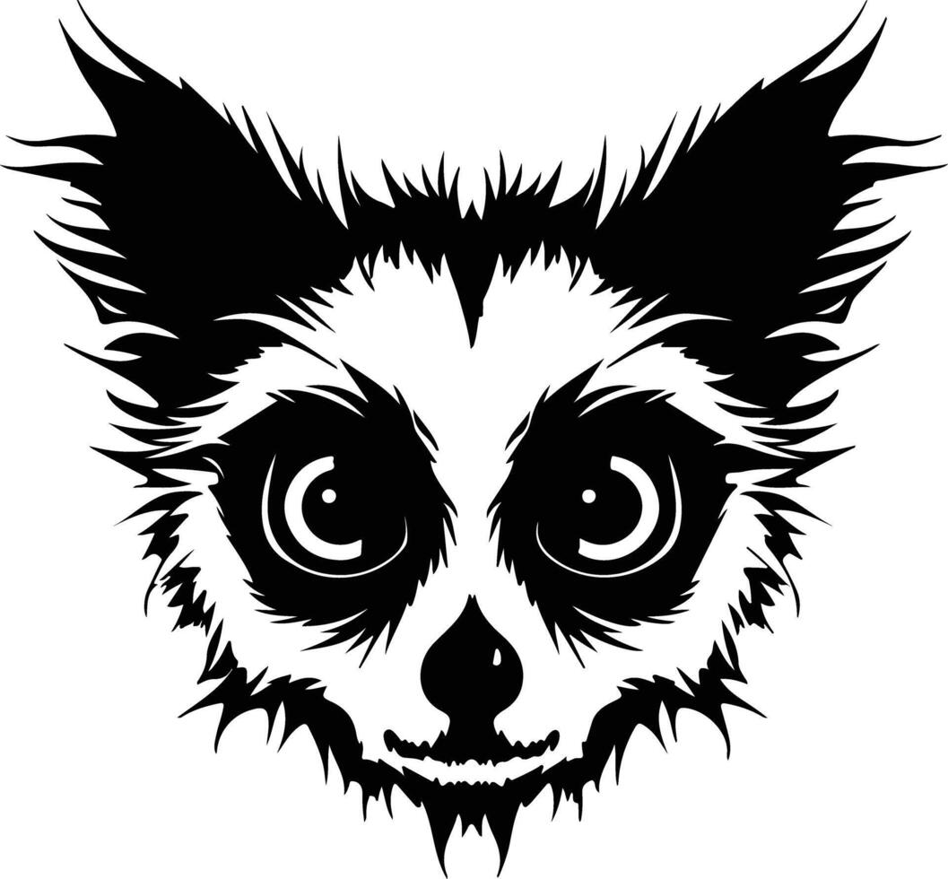 charming Black silhouette of loris head vector