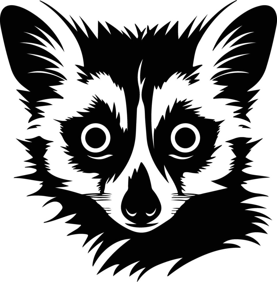 cuddly Black silhouette of loris head vector