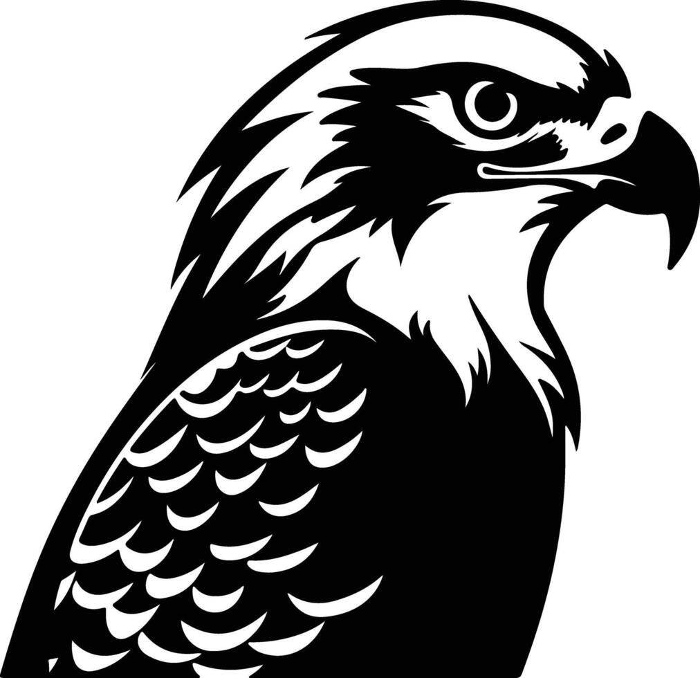enchanting Black silhouette of red-tailed hawk head vector