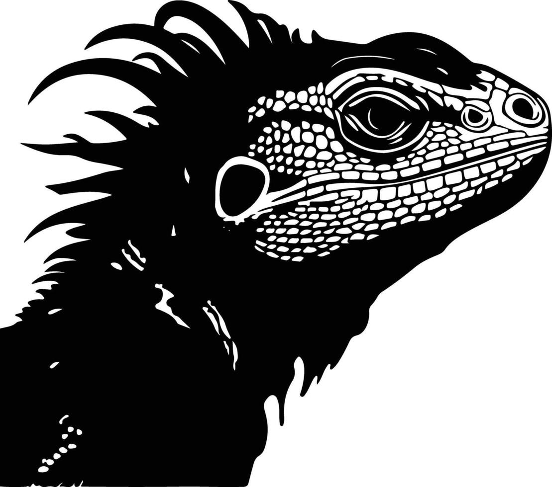 sweet Black silhouette of lizard head vector