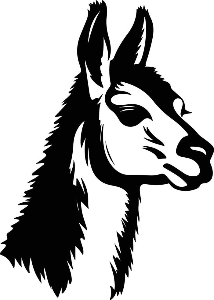 angelic Black silhouette of llama head vector