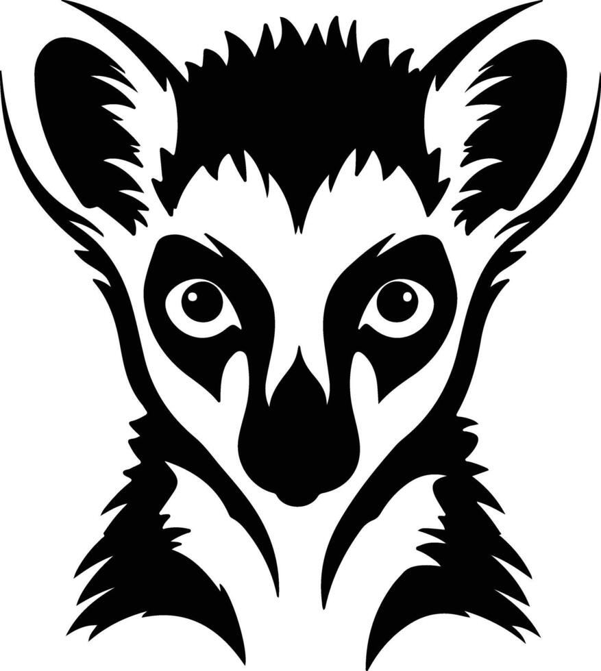 sweet Black silhouette of ring-tailed lemur head vector
