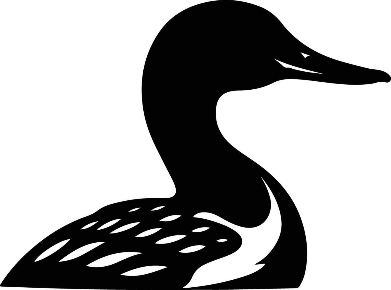 adorable Black silhouette of loon head vector