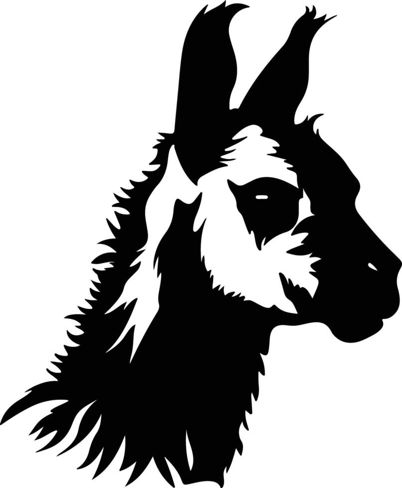 graceful Black silhouette of llama head vector