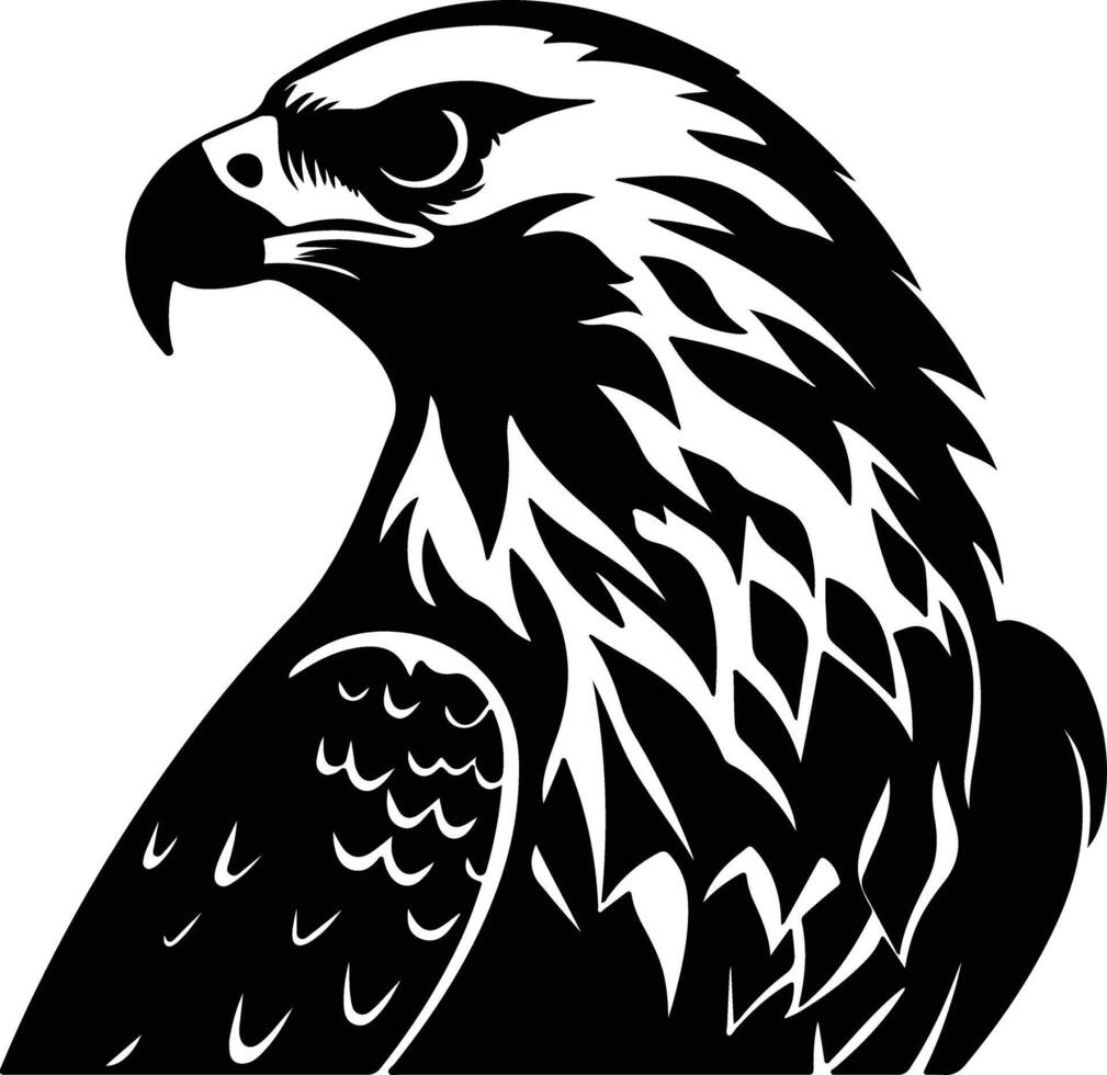 winsome Black silhouette of red-tailed hawk head vector