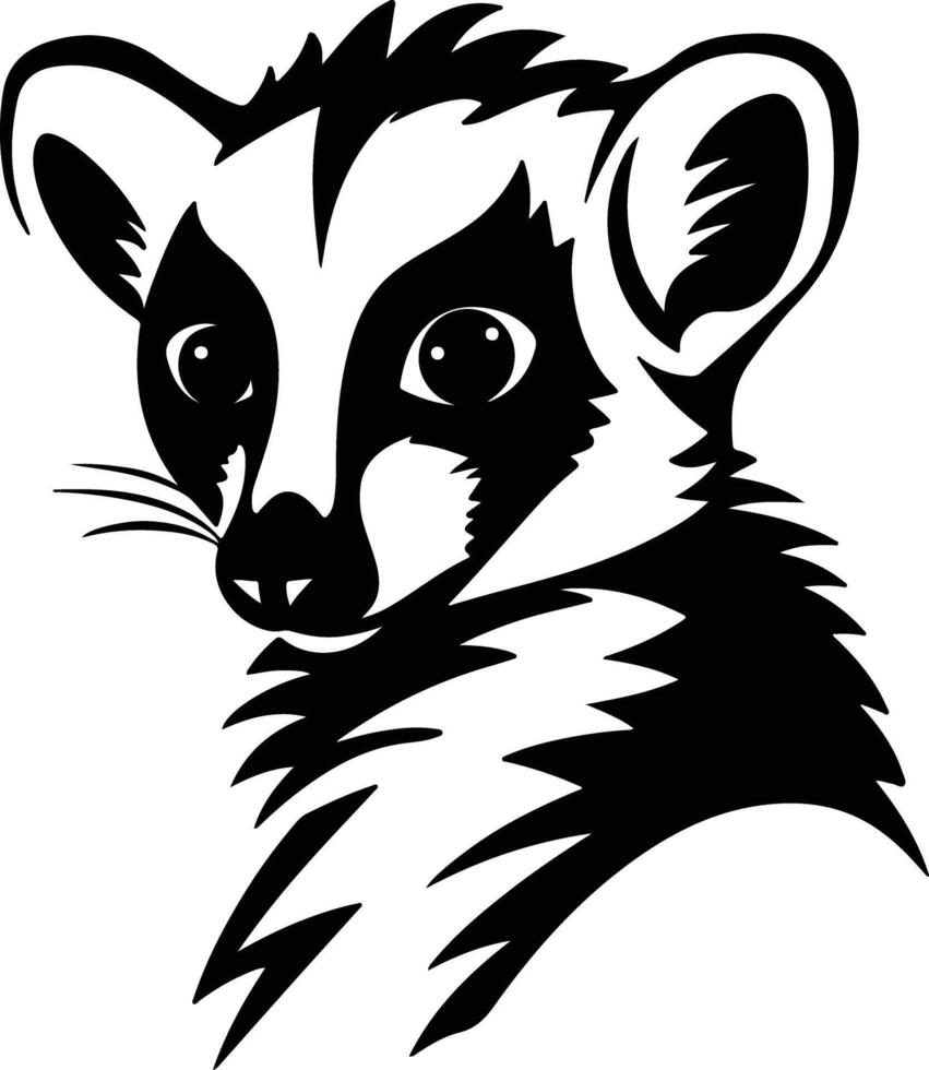 cuddly Black silhouette of lemur head vector