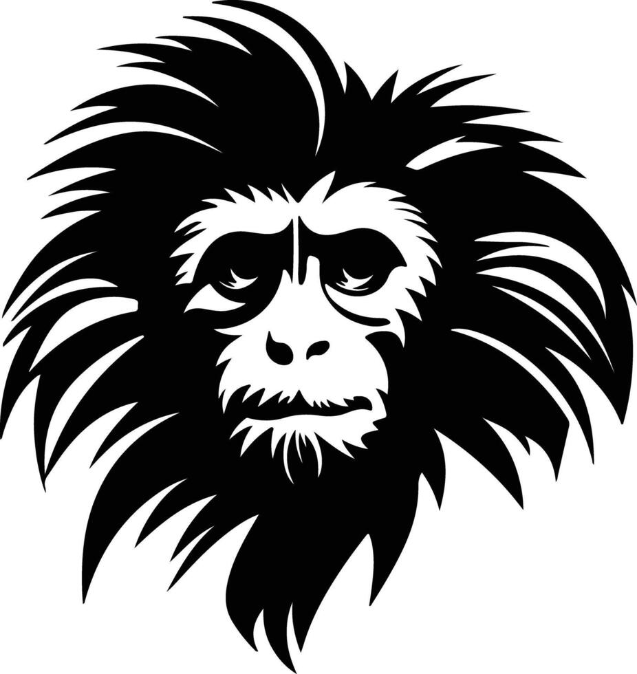 enchanting Black silhouette of marmoset head vector