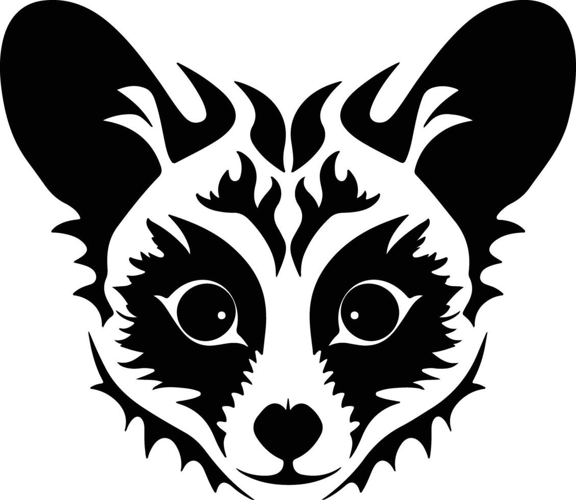 sweet Black silhouette of loris head vector