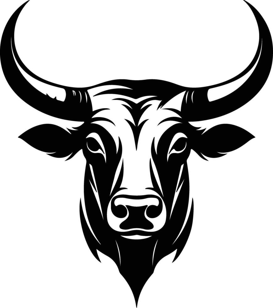 Black silhouette of longhorn head vector