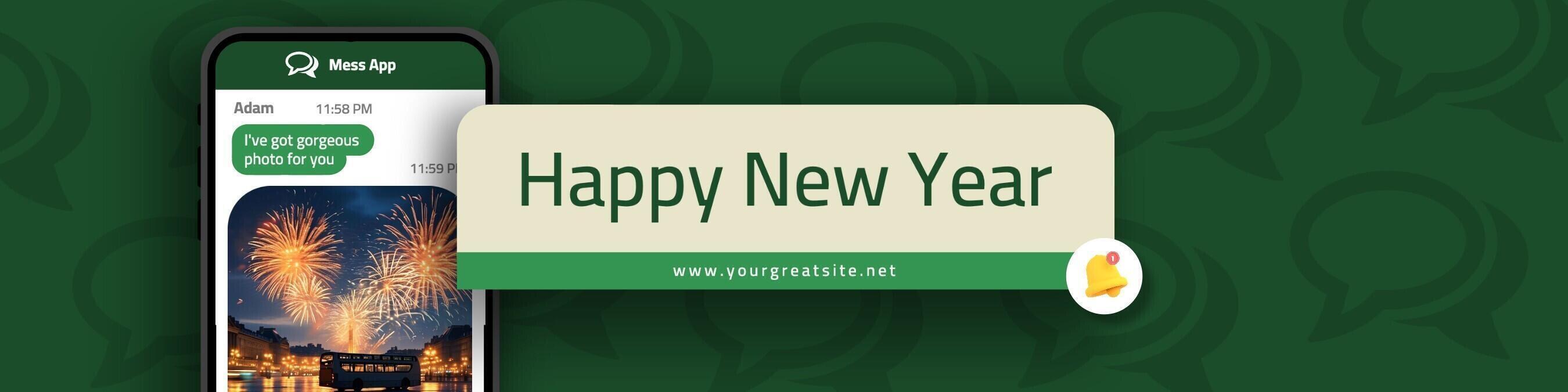 New Year Messenger App Company Page for LinkedIn Cover template