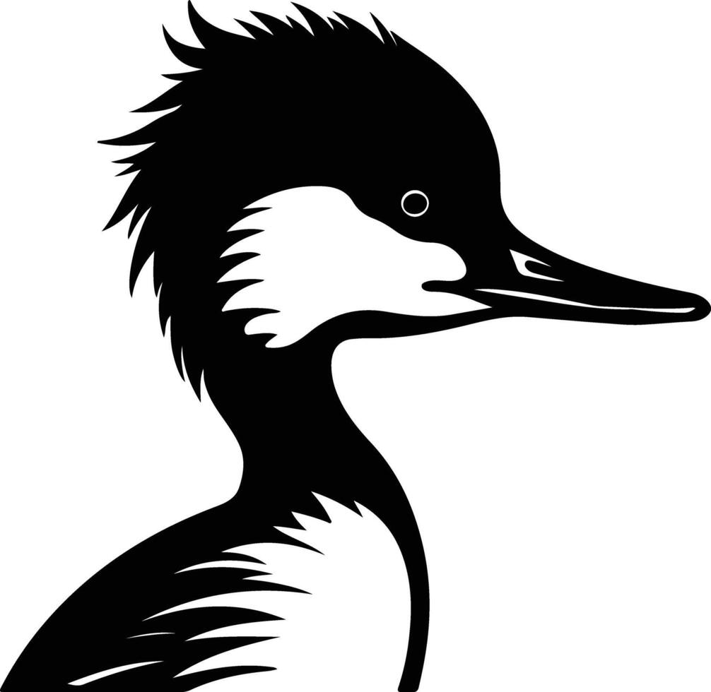 Black silhouette of merganser head vector