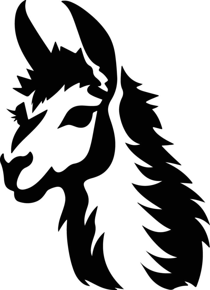 endearing Black silhouette of llama head vector