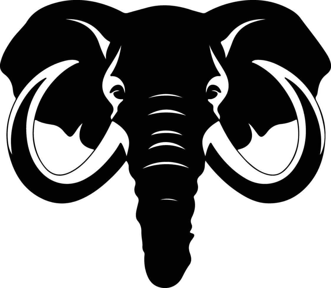 adorable Black silhouette of mastodon head vector