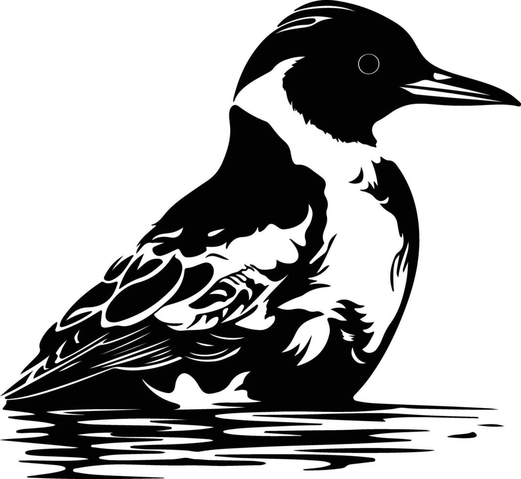 cuddly Black silhouette of marbled murrelet head vector