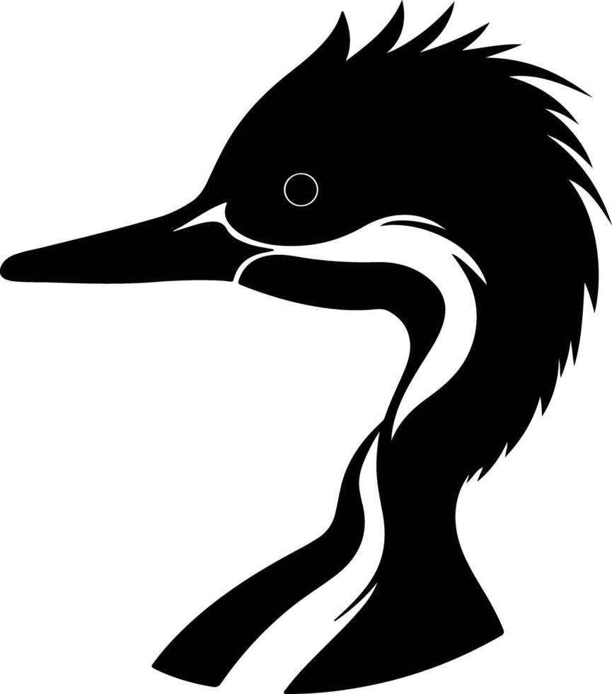 adorable Black silhouette of merganser head vector