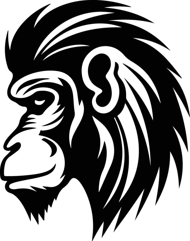 charming Black silhouette of mandrill head vector